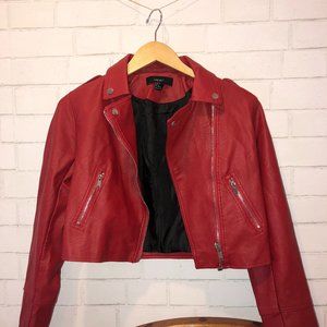 Worn once, Read Leather Jacket